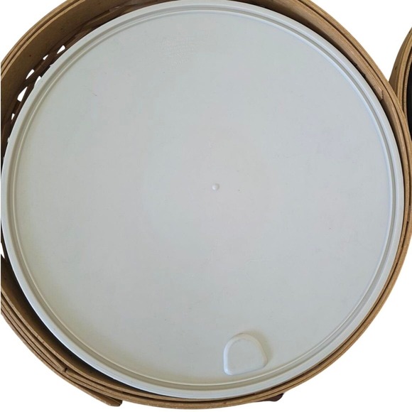 Longaberger Nesting Baskets Set of 2 Round Handwoven 2003 with Lids & Protectors - Picture 13 of 16